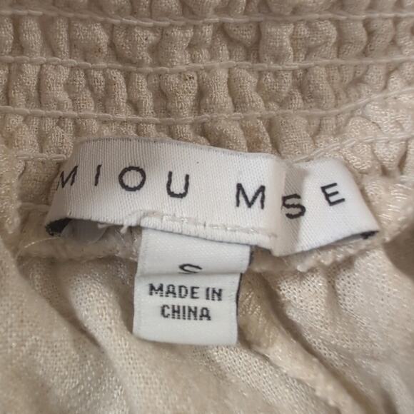 Miou Muse Rayon/Linen Smocked Waist Wide Leg Pants with Pockets, size Small - Picture 6 of 10